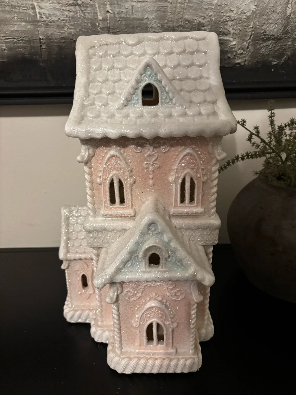 Pastel Glitter Christmas Gingerbread Light-Up House